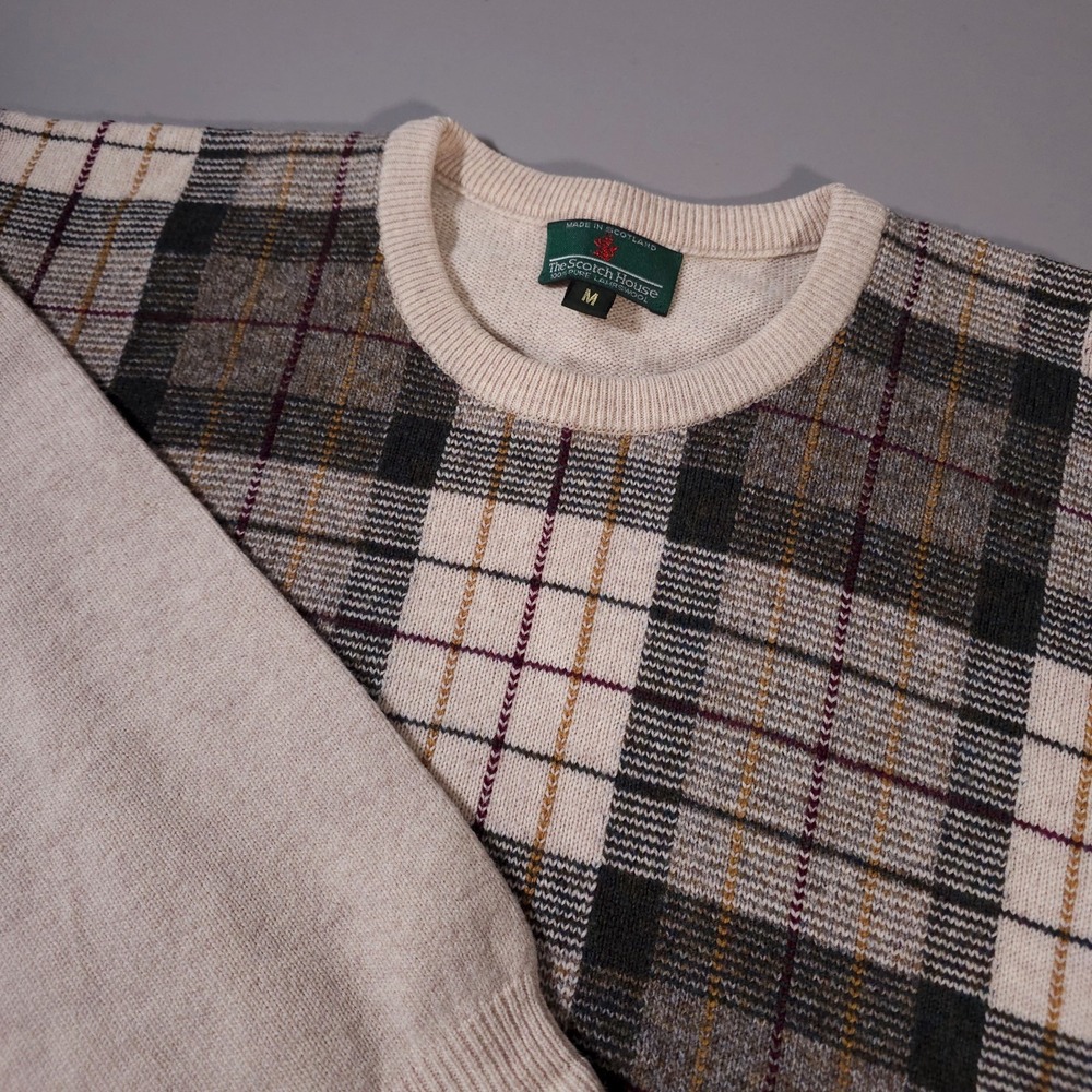 The Scotch‎ House Plaid Sweater Size M Pullover 100% Lambswool Made In Scotland